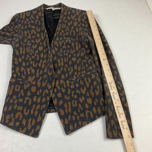 Rachel Roy Womens Blazer Cheetah Print Button Front Long Sleeve Jacket Size XS - Picture 8 of 12
